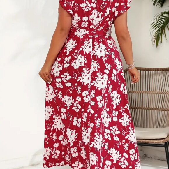 Women' Plus Size Elegant Beach  Long Floral Print Summer Maxi Sundress 12W - 18W - Picture 5 of 9